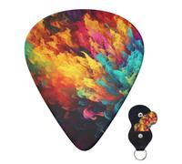 Confezione da 6 plettri per chitarra acustica con custodia organizer, 3 diversi spessori, immagini colorate