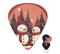 Confezione da 6 plettri per chitarra acustica con custodia organizer, 3 diversi spessori, pupazzo di neve davanti a un pino