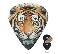 Confezione da 6 plettri per chitarra acustica con custodia organizer, 3 diversi spessori, tigre disegnata a mano