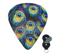 Confezione da 6 plettri per chitarra acustica con custodia organizer, 3 diversi spessori, un mazzo di piume di pavone