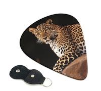 Confezione da 6 plettri per chitarra africana leopardata su roccia, con porta plettro in pelle, portachiavi, custodia per plettri, arte astratta, per chitarra elettrica acustica, ukulele, 0,46 mm