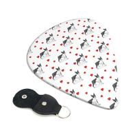 Confezione da 6 plettri per chitarra Boston Terrier a forma di cuore di cane, 0,46 0,71 0,93 mm, con plettri per chitarra elettrica, sottili, medi e pesanti, per chitarra acustica, basso, ukulele