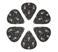 Confezione da 6 plettri per chitarra Classic 351 Shape Scary Horror Girl Doll neri, palette professionali per chitarre acustiche, elettriche e ukulele, leggeri/medi/pesanti 0,46-0,96 mm