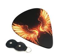 Confezione da 6 plettri per chitarra con ali ad angolo di fuoco, con porta plettri in pelle, portachiavi, custodia per plettro, arte astratta, per chitarra elettrica acustica, ukulele, 0,71 mm