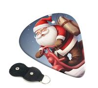 Confezione da 6 plettri per chitarra con Babbo Natale sullo scooter, plettri personalizzati per chitarra, antiscivolo, portatili, ukulele, basso, 0,46 mm, per amanti della chitarra acustica, regali