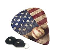 Confezione da 6 plettri per chitarra con bandiera americana e baseball, con supporto, plettri per chitarra personalizzati, antiscivolo, portatili, ukulele, basso, 0,71 mm, per amanti della chitarra