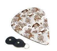 Confezione da 6 plettri per chitarra con cervo, orso, volpe, gufo, coniglio, uccello, albero, 0,46 mm, 0,71 mm, 0,93 mm, include fantastici plettri per chitarra elettrica, basso e ukulele