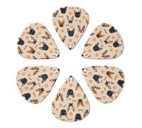 Confezione da 6 plettri per chitarra con facce di cani carini e ossa, spessore medio-spesso, per chitarra acustica, elettrica, ukulele, basso, 0,71 mm