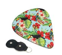 Confezione da 6 plettri per chitarra con fiori di tucano e foglie, accessori per basso elettrico e acustico, plettri pesanti per chitarra, con borsa organizer
