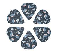 Confezione da 6 plettri per chitarra con motivo a balena, nuvole, cielo notturno, spessore medio-pesante, per chitarra acustica, elettrica, ukulele, basso, 0,46 mm