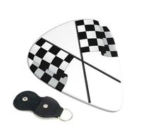 Confezione da 6 plettri per chitarra con motivo a bandiere, colore bianco e nero, set di plettri (0,46 mm/0,71 mm/0,96 mm) adatto per chitarra e ukulele