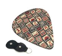 Confezione da 6 plettri per chitarra con motivo a francobollo, 0,46 0,71 0,93 mm, include plettri per chitarra elettrica, sottili, medi, pesanti, per chitarra acustica, basso, ukulele, confezione da 6