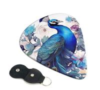 Confezione da 6 plettri per chitarra con motivo floreale di pavone con supporto, plettri per chitarra personalizzati, antiscivolo, portatili, ukulele, basso, 0,96 mm, per amanti della chitarra