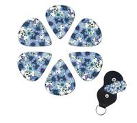 Confezione da 6 plettri per chitarra con scatola organizer da 0,46 0,96 0,71 mm Set di plettri personalizzati per chitarra con margherita blu fiorita Accessori per chitarra acustica Ukulele