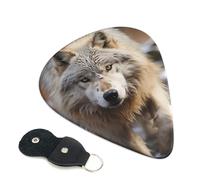 Confezione da 6 plettri per chitarra con scatola portaoggetti 3 diversi spessori per chitarra a tema lupo che cammina, plettri per basso, elettrico, acustico, regali di Natale, include 0,46 mm, 0,71