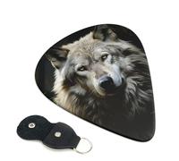 Confezione da 6 plettri per chitarra con scatola portaoggetti 3 diversi spessori per chitarra Lone Wolf plettri per basso, elettrico, acustico, regali di Natale, include 0,46 mm, 0,71 mm, 0,96 mm