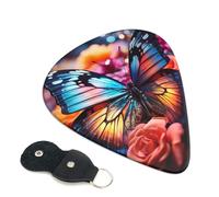 Confezione da 6 plettri per chitarra con scatola portaoggetti con 3 diversi spessori di rose e farfalle, plettri per basso, elettrico, acustico, regali di Natale, include 0,46 mm, 0,71 mm, 0,96 mm