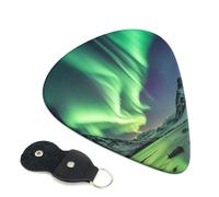 Confezione da 6 plettri per chitarra con scatola portaoggetti con 3 diversi spessori di spessore Northern Lights Plettri per basso, elettrico, acustico, regali di Natale, include 0,46 mm, 0,71 mm