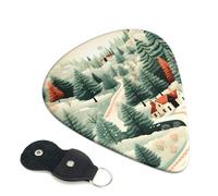 Confezione da 6 plettri per chitarra con scatola portaoggetti di 3 diversi spessori, plettri per chitarra a tema House in the Forest, per basso, elettrico, acustico, regali di Natale, include 0,46 mm