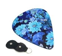 Confezione da 6 plettri per chitarra con scatola portaoggetti in 3 diversi spessori, bellissimi fiori blu, plettri per basso, elettrico, acustico, regali di Natale, include 0,46 mm, 0,71 mm, 0,96 mm