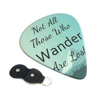 Confezione da 6 plettri per chitarra con scritta in inglese "Not All Those Who Wander Are Lost1", accessori per chitarra elettrica, acustica, ukulele, plettri medi con borsa organizer