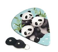 Confezione da 6 plettri per chitarra con simpatico panda, con porta plettri in pelle, portachiavi, custodia per plettri, arte astratta, per chitarra acustica elettrica, ukulele, 0,96 mm