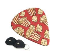 Confezione da 6 plettri per chitarra con stampa popcorn, con porta plettri in pelle, portachiavi, custodia per plettri, arte astratta, per chitarra elettrica acustica, ukulele, 0,96 mm