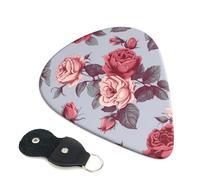 Confezione da 6 plettri per chitarra con supporto e motivo floreale con rose rosse, plettri per chitarra personalizzati, antiscivolo, portatili, per ukulele, basso, 0,96 mm, per amanti della chitarra
