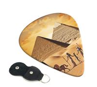 Confezione da 6 plettri per chitarra dell'antico Egitto, con porta plettri in pelle, portachiavi, custodia per plettri, arte astratta, per chitarra acustica elettrica, ukulele, 0,46 mm