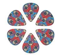 Confezione da 6 plettri per chitarra di lusso, a forma di carlino colorato, divertenti cuccioli, 0,46 mm/0,71 mm/0,96 mm, per chitarra acustica, elettrica, basso e mandolino.