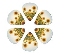 Confezione da 6 plettri per chitarra di lusso, splendida arte le a forma di girasole, calibri sottili, medi e pesanti (0,46 mm/0,71 mm/0,96 mm) per chitarra elettrica, chitarra acustica, bass