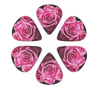 Confezione da 6 plettri per chitarra, eleganti con stampa floreale e rosa, per chitarra acustica, violino, ukulele, basso