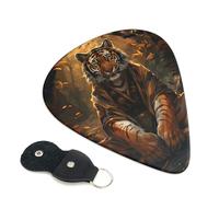 Confezione da 6 plettri per chitarra elettrica e acustica, con motivo tigre nella foresta della foresta, accessori per chitarra elettrica, ukulele, plettri pesanti con borsa organizer