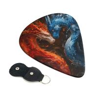 Confezione da 6 plettri per chitarra Fire Dragon F, colore rosso e blu, 0,46 mm, 0,71 mm, 0,93 mm, include plettri per chitarra elettrica, sottili, medi, pesanti, per chitarra acustica, basso, ukulele