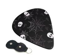 Confezione da 6 plettri per chitarra gotica di Halloween, con porta plettro in pelle, portachiavi, custodia per plettri, arte astratta, per chitarra elettrica acustica, ukulele, 0,96 mm