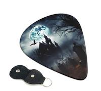 Confezione da 6 plettri per chitarra gotica Happy Halloween, con porta plettro in pelle, portachiavi, custodia per plettri, arte astratta, plettro per chitarra elettrica acustica, ukulele, 0,71 mm