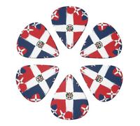 Confezione da 6 plettri per chitarra in celluloide di lusso con bandiera grunge della Repubblica Dominicana, calibri sottili, medi e pesanti per chitarra elettrica, acustica, basso e ukulele