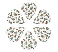 Confezione da 6 plettri per chitarra in celluloide di lusso, motivo: piante acquatiche e cactus, calibri sottili, medi e pesanti, per chitarra elettrica, acustica, basso e ukulele.
