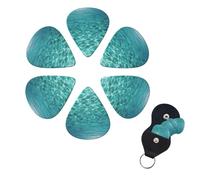 Confezione da 6 plettri per chitarra in celluloide di spessore diverso, con supporto per plettro, per chitarra acustica, chitarra elettrica, basso, ukulele, colore blu acqua, confezione da 6