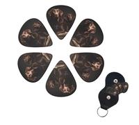 Confezione da 6 plettri per chitarra Labrador Retriever marrone, 3 diversi spessori, in celluloide, con supporto per plettro, per chitarra acustica, chitarra elettrica, basso, ukulele