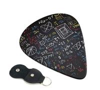Confezione da 6 plettri per chitarra matematica e fisica, con porta plettri in pelle, portachiavi, custodia per plettro, arte astratta, per chitarra elettrica acustica, ukulele, 0,71 mm