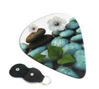 Confezione da 6 plettri per chitarra, motivo fiori zen, con porta plettro in pelle, portachiavi, custodia per plettro, arte astratta, per chitarra elettrica acustica, ukulele, 0,96 mm