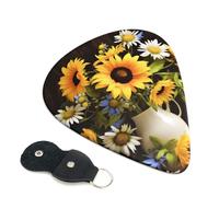 Confezione da 6 plettri per chitarra, motivo girasoli, camomilla, set di plettri (0,46 mm/0,71 mm/0,96 mm), adatti per chitarra e ukulele