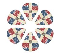 Confezione da 6 plettri per chitarra multicalibro con bandiera grunge della Repubblica Dominicana, design semi-rotondo per chitarre acustiche, elettriche e bassi, spessore 0,46 mm/0,71 mm/0,96 mm