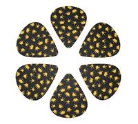 Confezione da 6 plettri per chitarra multicalibro, corone dorate su nero, design semi-rotondo per chitarre acustiche, elettriche e bassi, spessore 0,46 mm/0,71 mm/0,96 mm
