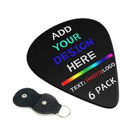 Confezione da 6 plettri per chitarra personalizzati, Plettri per chitarra personalizzati con stampa fronte-retro, Crea il tuo plettro personalizzato per chitarra elettrica, basso, ukulele accessori