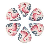 Confezione da 6 plettri per chitarra Pink Flamingo Tropical Leaf, sottili, medi e pesanti, per chitarra acustica, elettrica, ukulele, basso, 0,71 mm