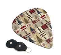 Confezione da 6 plettri per chitarra rustica a quadri Forest Lodge, accessori per basso, chitarra acustica elettrica, ukulele, plettri sottili per chitarra, con borsa organizer