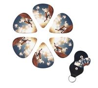 Confezione da 6 plettri per chitarra sportiva da arrampicata su roccia, 3 diversi spessori, in celluloide, con supporto per plettro, per chitarra acustica, chitarra elettrica, basso, ukulele