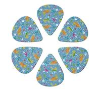 Confezione da 6 plettri per chitarra unici, mappa del mondo blu, sottili, medi, pesanti per chitarra elettrica, chitarra acustica, basso e ukulele